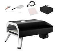 Outdoor Gas Pizza Oven Portable Gas Pizza Maker with Pizza Stone, Pizza Peel, Pizza Cutter, Gas Hose, Carry Bag & Foldable Legs - Stainless Steel Tabletop Grill