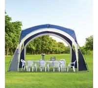 Dome Gazebo Shelter PU-Coated Polyester Blue/Grey 3.5x3.5m Party Tent w/pegsbag