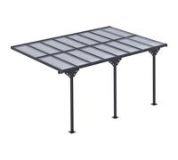 Outdoor Gazebo Pergola Grey Aluminum Frame 4.35x3.02m Polycarbonate Roof WallFix