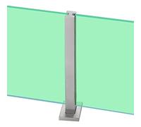 Outdoor Glass Railing Posts for Decks & Corridors - Silver Steel Clear View System Compatible with 0.95cm & 1.27cm Glass Thickness - Commercial & Loft Use