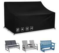 Outdoor Glider Bench Cover with Buckle, Waterproof 2-Person Patio Rocking Chair for Adirondack Double Bench, 420D Heavy Duty Oxford Fabric, Wind-Proof/Anti-UV (Black,44*30*35/24)