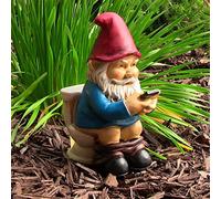 Outdoor Gnomes Comic Sculptures, Funny Garden Gnomes, Whimsical Yard Gnome Statues, Resin Gnome Statues on a Throne Statues for Outdoor Figurines, A Great Gift b