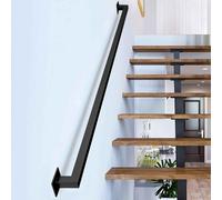 Outdoor Grab Rail, Wall Mount Staircase Banister Hand Rails, Black Wrought Iron Handrail, Metal Square Pipe Stairs Railing(4ft/120cm)