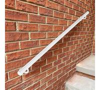 Outdoor Grab Rail, White Wrought Iron Handrail Non-Slip Round Stair Railings Support Rod, Wall Mount Metal Hand Rails Elderly Safety Grab Bar(3ft/90cm)