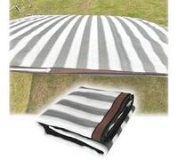 Outdoor Gray and White Striped Shade Cloth Privacy Fence for Balcony UV Protection Grommeted Sun Shade Tarp (3.0x10m/9.8x32.8ft) - Ideal for Patios and Gardens