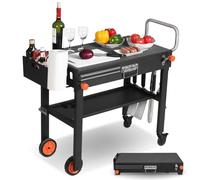 Outdoor Grill Cart - Foldable Grill Table, Blackstone Griddle Stand for 17"/22" Griddle, Portable Ninja Grill Stand with Large Space, Pizza Oven Stand, for Tailgating, Camping, RV