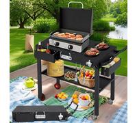 Outdoor Grill Dining Cart, Folding Stainless Steel Pizza Oven Stand Movable