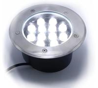 Outdoor Ground Light, 12W Waterproof Landscape Lamp, Recessed Round Design, IP67, 7 Colors, Warm White Light, 110-220v