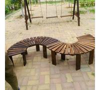 Outdoor Half Round Bench, Solid Wood Curved Benches, Semi Circle Wrap Around Tree Seating, Garden/Patio/Park/Lawn Natural Furniture Seat