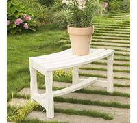 Outdoor Half-Round Wooden Garden Bench, Weather-Resistant Patio Seating, Versatile Tree Seat for Yard, Garden, Terrace, Balcony & Café - White