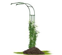Outdoor Half Side Metal Garden Arch Wall mounted Arbor Trellis for Climbing Plant Sturdy Against The Wall Decoration Pergola Archway Roses Vines Grape Support H 7.9ft Black(GreenW 120c