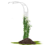 Outdoor Half Side Metal Garden Arch Wall mounted Arbor Trellis for Climbing Plant Sturdy Against The Wall Decoration Pergola Archway Roses Vines Grape Support H 7.9ft Black(WhiteW 220c
