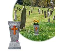 Outdoor Halloween Decorations Solar Powered Cemetery Tomb Vase For Fresh/Flowers Vase With Decoration To Commemorate Lost Loved Ones Halloween Pumpkins(A,A)