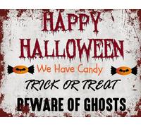 Outdoor Halloween Decorations Trick or Treat Please Take One Metal Sign for Yard Halloween Night Home Outside Lawn Garden Walkway Scary Spooky Decor 30x20 CM