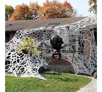 Outdoor Halloween Spider Web Giant Size for Yard and For Garden Made from Stretchy Material for Spooky Holiday Decoration and Seasonal Use (Spider Web-M)