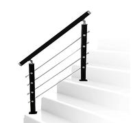 Outdoor Handrail for 2 3 Steps Transitional Stair Railing Kit with Screw Kit Easy to Install (Black 60cm)