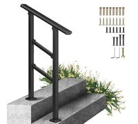 Outdoor Handrail for Stairs Fit 2 Steps, Galvanized Steel Hand Support Railing, Floor Mounted Transitional Guardrail Adjustable House Entrance Safety Grab Bar(A,120cm/47inch)