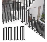 Outdoor Handrail for Steps Stair Bannister Rail Black Square Wrought Iron Guardrail Railing for Garden Decking Terrace Balcony U Shaped 2 Pieces./M-Sd 4 Piece/35Cm