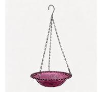 Outdoor Hanging 2-in-1 Bird Bath Feeder with Tray for Garden Patio or Backyard to Attract Birds for Bathing Feeding and Perching (Red)