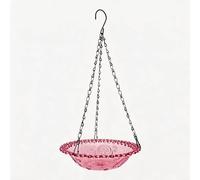 Outdoor Hanging 2-in-1 Bird Bath Feeder with Tray for Garden Patio or Backyard to Attract Birds for Bathing Feeding and Perching (Pink)