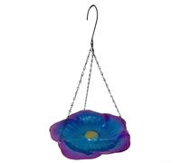 Outdoor Hanging Bird Bath Featuring Spacious Metal Design for Garden Use to Attract and Support Small For Birds Drinking and Bathing (blue)