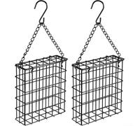 Outdoor Hanging Bird Feeder Constructed from Metal to Accommodate One Suet Cake for Consistent Bird Attraction (1pc)