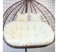 Outdoor Hanging Chair for 2 People, Weatherproof Cushion, Double Seat Swing Basket Pad, 10cm Thick Anti-Deformation Cushion, Cream Color, Perfect for Hanging Swing Chairs