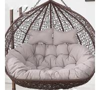 Outdoor Hanging Chair for 2, Weather-Resistant Cushions, 10cm Thick Anti-Deformation Pads, Double Seat Swing Basket Cushion, Light Gray Hanging Chair Cushion Set