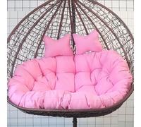 Outdoor Hanging Chair for 2, Weatherproof Cushion, Double Seat Swing Basket with 10cm Thick Anti-Deformation Pads, Pink Hanging Chair Cushion, Perfect for Garden & Patio