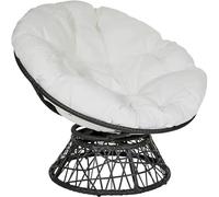 Outdoor Hanging Egg Cushion Replacement - Thick Soft Round Wicker Chair Pad - Comfortable Swing Seat for Hammocks & Garden Lounge (White, 50 x 50 cm)