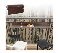 Outdoor Hanging Folding Table Brown Aluminium Metal Balcony Side Desk Weatherproof Bar Height Table for Patio & Garden Easy Assembly Design (60x27cm/23.6x10.6in)