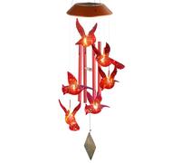 Outdoor Hanging Lantern, 30 In Length, Auto On At Night, Solar Cardinal Wind Chimes Led Decorative Light, Red Bird Design For Garden Ambiance
