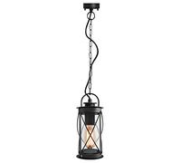 Outdoor Hanging Lantern Light Black Metal Clear Cover with Chain and Fixings IP44 ZLC13