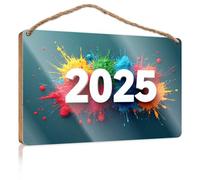 Outdoor Hanging Sign 2025: A Year Of Colorful Beginnings Wooden Sign Signs & Plaques Funny House Signs(20X30CM)
