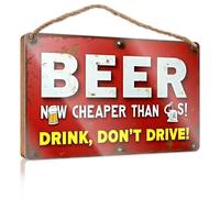 Outdoor Hanging Sign Beer Cheaper Than Gas: Drink Responsibly! Wooden Sign Signs & Plaques Funny House Signs(15X28CM)