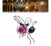 Outdoor Hanging Solar Bee Light, Metal Solar Garden Bees Lights Outdoor, Led Bugs Lantern Decoration with Bouncy Springs for Patio Yard Pathway Backyard Balcony Porch Housewarming Gifts (Purple)
