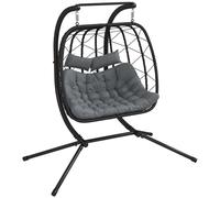 Outdoor Hanging Swing Chair Thick Cushion Patio Garden Hammock Seat Black