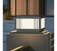 Outdoor Hard Wired Post Lights Modern Black Square Column Lights Exterior Landscape Path Lighting Aluminum With Glass Waterproof Pedestal Lamp Fence Deck Caps Lantern For Porch Garden Patio Pier Lamp