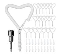 Outdoor Heart-Shaped Plant Hooks, 20 Pack Spiral Hooks for Hanging Plants LED Party Lights Garage Wind Chimes, White Heavy Duty Love Hanger Ceiling Cup Safety Hook