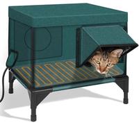 Outdoor Heated Cat House For Winter, Elevated Base Heated Cat House, Waterproof Windproof Insulated Shelter With 2 Exits, Escape Door, Perfect For Feral And Stray Cats(M)