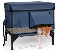 Outdoor Heated Cat House In Winter, Waterproof Windproof Fully Insulated Feral Cat Shelter, with Safe Escape Door, for Outdoor Barn Cats Strays