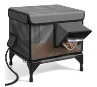Outdoor Heated Cat House, Insulated Outdoor Cat Shelter with Two Exits and Elevated Base, with Safe Escape Door and Magnetic Lock, Weatherproof (Dark Grey L(65 * 42 * 30cm))
