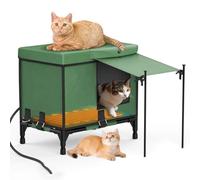 Outdoor Heated Cat House - Insulated Waterproof Shelter with Heating Pad & Elevated Base for Feral Cats - Weatherproof Design for Winter Use - 40x30CM