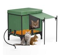 Outdoor Heated Cat House - Insulated Waterproof Shelter with Heating Pad & Elevated Base for Feral Cats - Weatherproof Design for Winter Use - 40x30CM