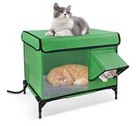 Outdoor Heated Cat House - Providing Warm Shelter for Cats and Small Dogs, Suitable for Multiple Stray Cats. The Raised Base Effectively Protects Against Wind, Rain and Snow