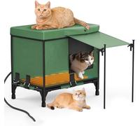 Outdoor Heated Cat House, Weatherproof Feral Cat Shelter with Heating Pad, Insulated Design and Elevated Base, Ideal for Winter Use