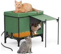 Outdoor Heated Cat House, Weatherproof Feral Cat Shelter with Heating Pad, Insulated Design and Elevated Base, Ideal for Winter Use