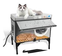 Outdoor Heated Cat House Weatherproof with Heating Pad, Insulated Heated Cat House for Outside, Feral Cat Houses for Outdoor Cats Waterproof Winter, Outdoor Stray Cat Shelter, Outdoor Pet House-Grey,s