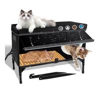 Outdoor Heated Cat House Weatherproof with Heating Pad, Insulated Heated Cat House for Outside, Feral Cat Houses for Outdoor Cats Waterproof Winter, Stray Cat Shelter, Pet House-Black,L