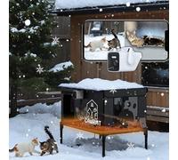 Outdoor Heated Cat House with Camera, Insulated Cozy Shelter for Cats, Weatherproof & Durable Design, Remote Monitoring via Smartphone, Ideal for Winter & Outdoor Use (Black, L)